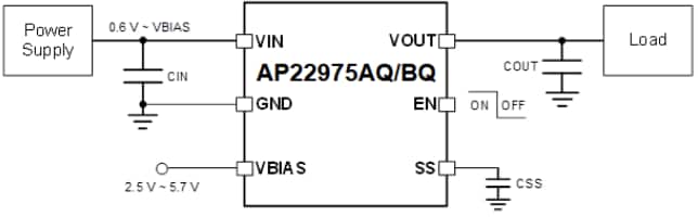 Applikations-Schaltungsdiagramm - Diodes Incorporated AP22975AQ Power Switch-ICs